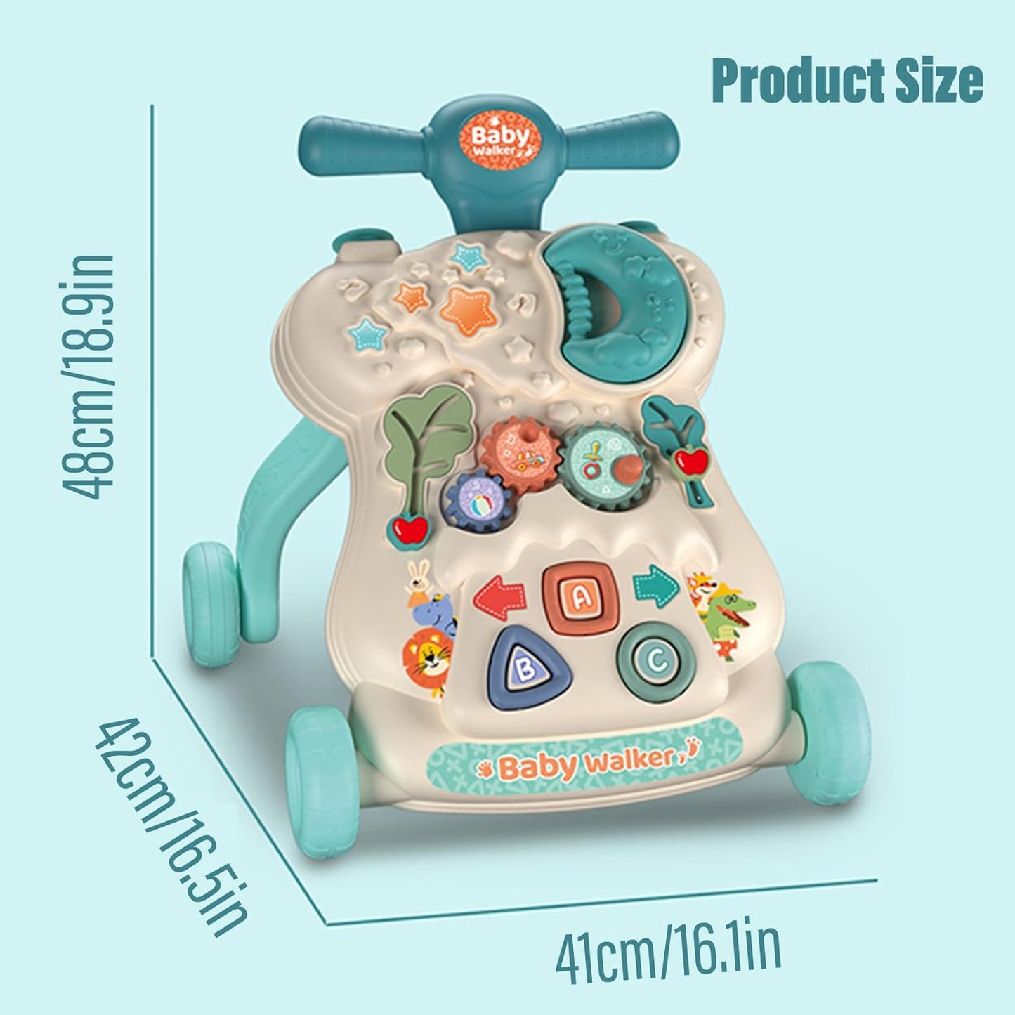 Baby Push Walker for Infant (Stroller, Star & Moon Red)