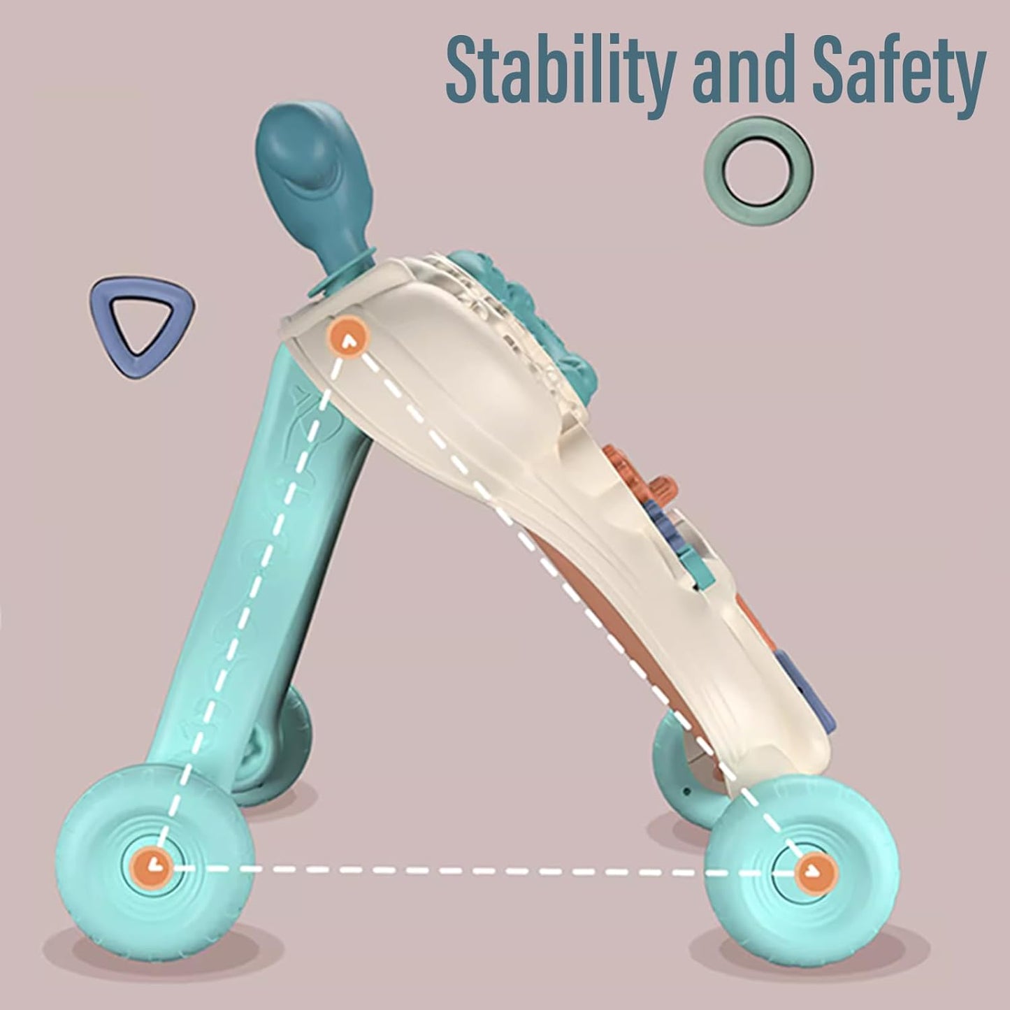 Baby Push Walker for Infant (Stroller, Star & Moon Red)