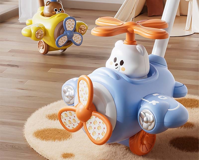 Balance Toy Baby Walker Push Toy, Early Development Activity Toy Trolley Pushing Along Walking Toy for Toddlers Babies, Yellow