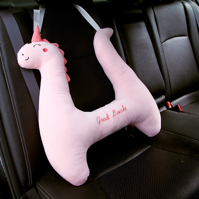 Car Seatbelt Sleeping Neck Head Support Pillow for Kids- PINK
