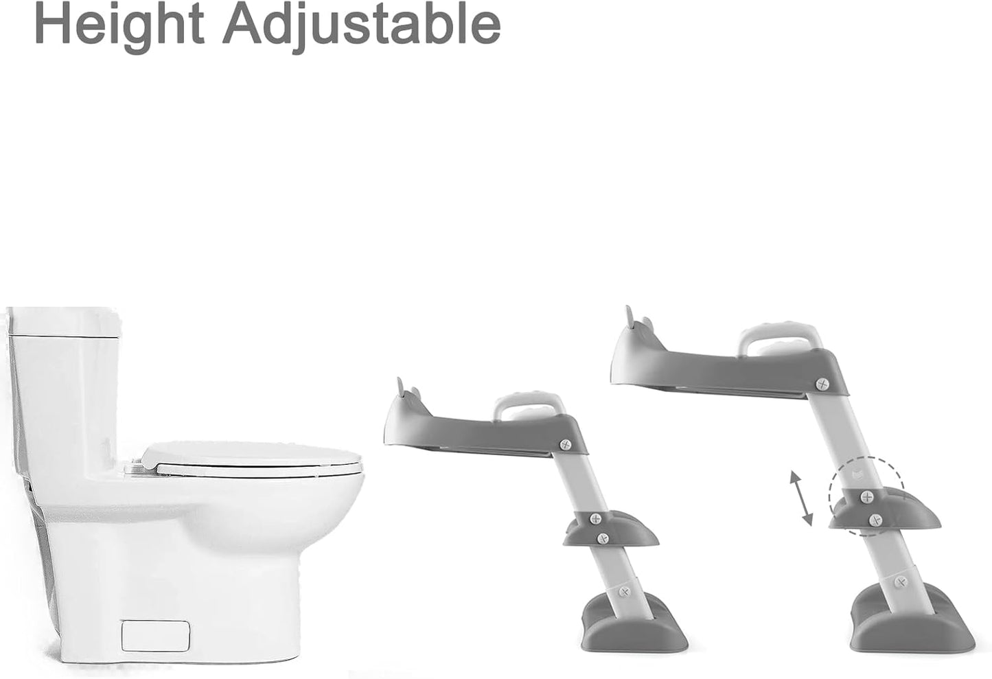 Potty Training Toilet Seat with Step Stool Ladder for Boys and Girls- Non-Slip Wide Step (Gray)