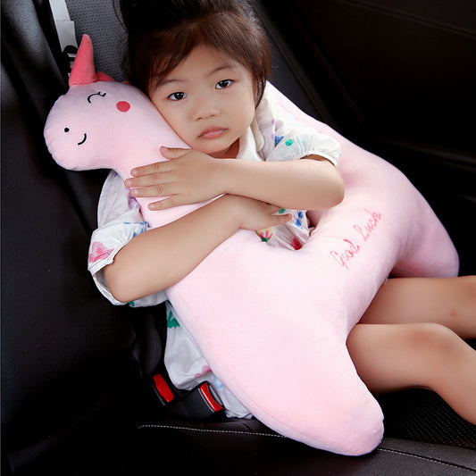 Car Seatbelt Sleeping Neck Head Support Pillow for Kids- PINK