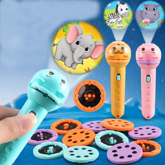 Mini Projector Torch Kids Flashlight Story Book Educational Light- Up Toys