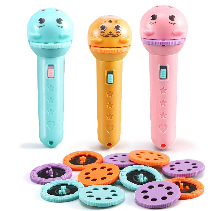 Mini Projector Torch Kids Flashlight Story Book Educational Light- Up Toys